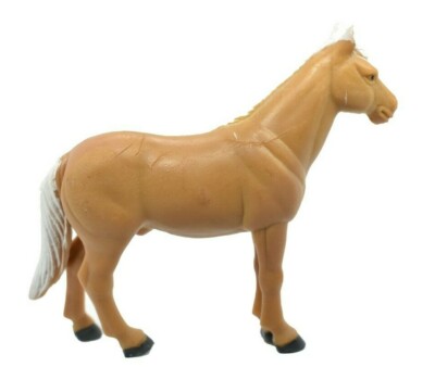 Horse, Brown & White Mane Plastic Toy Animal, Realistic Figure,  F4423