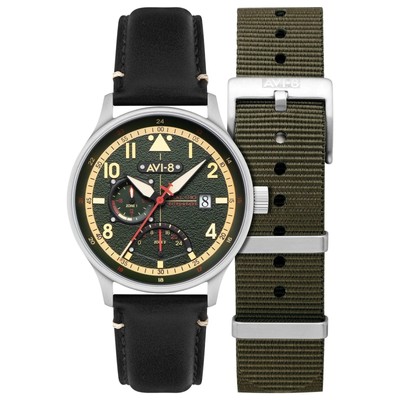 AVI-8 Hawker Hurricane Mckellar Dual Time Gothic Green Dial AV4101-0A Mens Watch