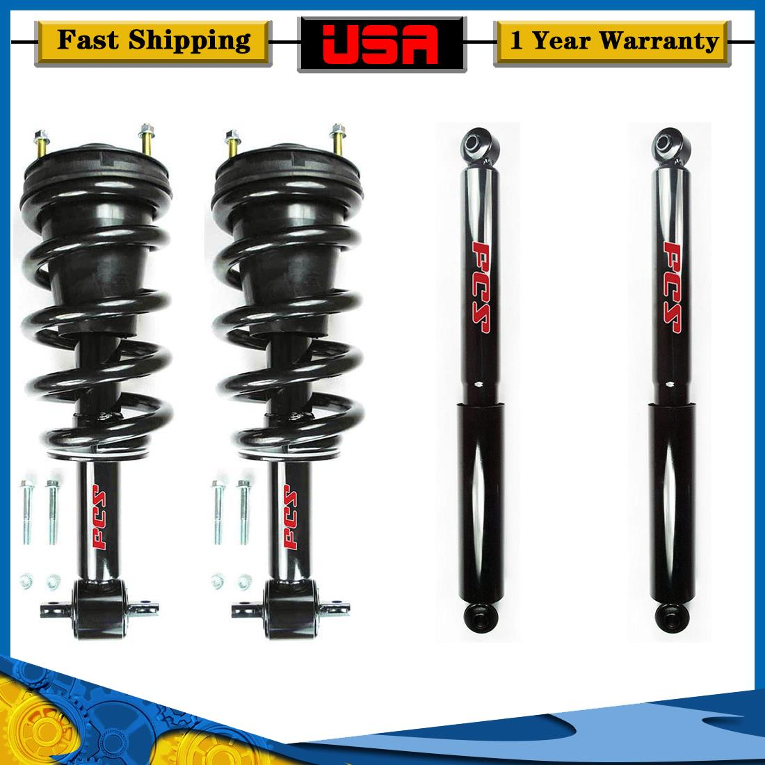 2007-2013 Chevy Silverado GMC Sierra 1500 Front & Rear Shocks Struts FCS