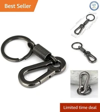 Retro 3D Carabiner Keychain in Black - Stylish Chrome Plated Key Holder