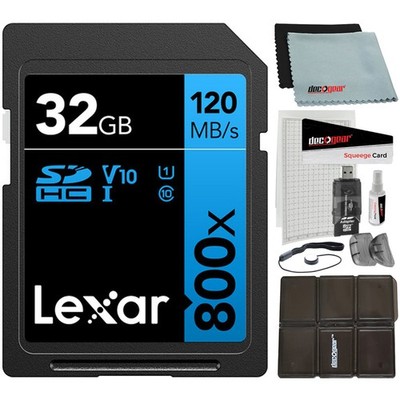 Lexar 32GB High-Performance 800x UHS-I SDHC Memory Card BLUE with Reader Bundle