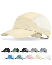 Performance Baseball Cap for Men  Women - UPF 50 Running Light Khaki white