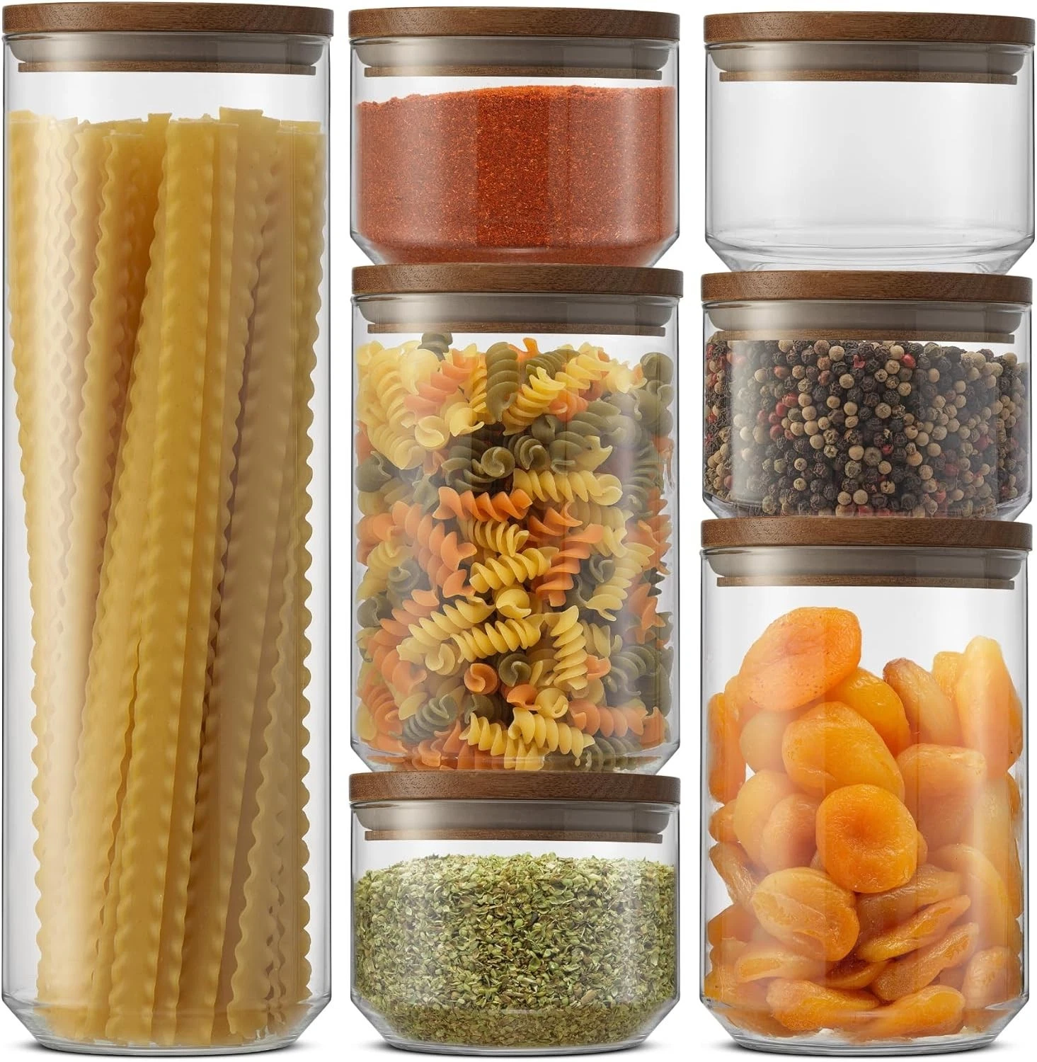 Holden 7-Piece Stackable Glass Storage Containers W/ Lids Airtight Food Canister