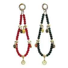 PVC Five Prosperity Gods Phone Chain With Beaded Handheld Strap