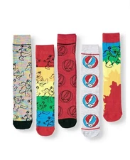 Grateful Dead Bioworld Crew Socks  5 Pair Unisex Size 8-12 New in Package