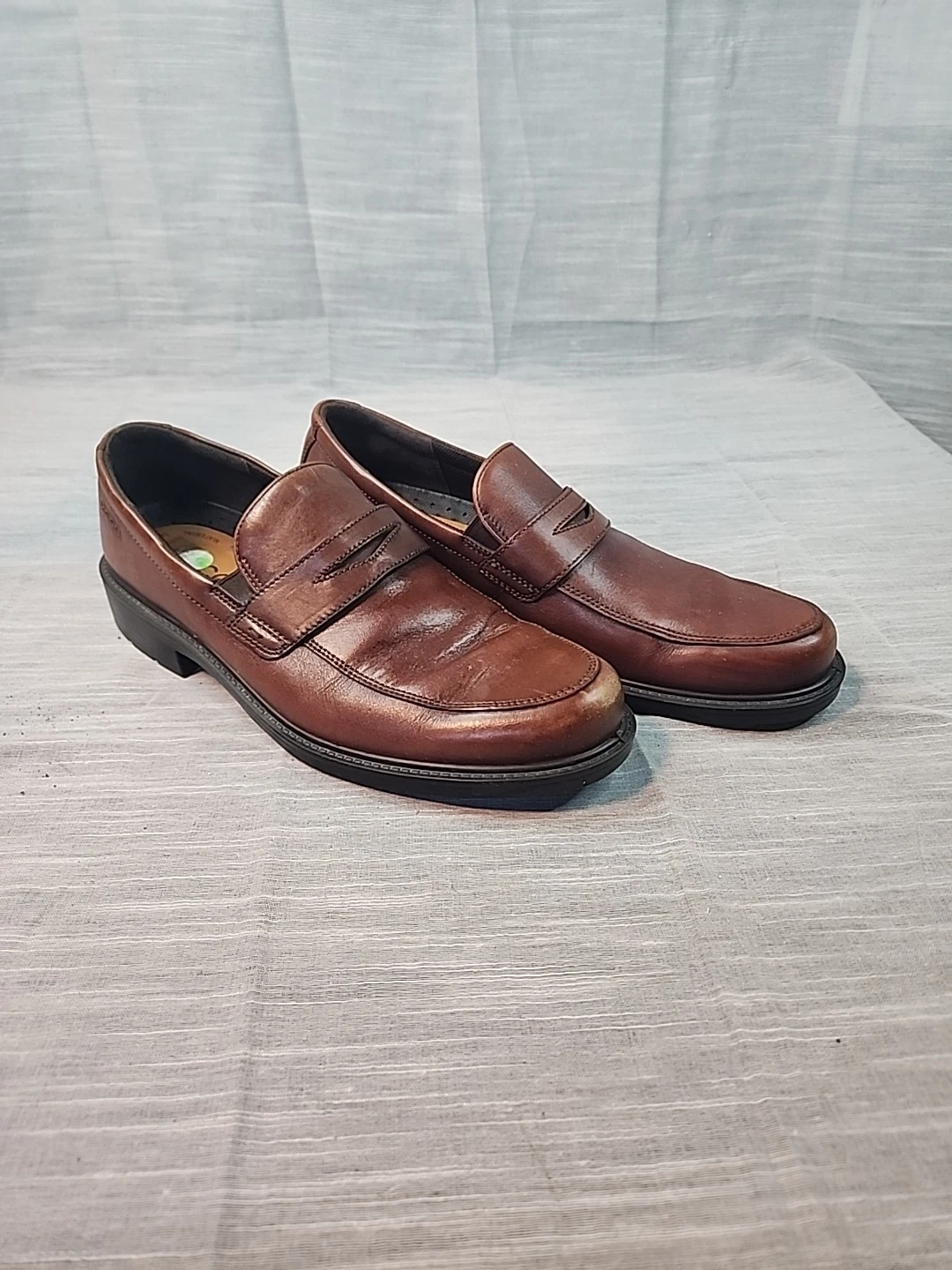 Mocassini uomo Ecco in pelle marrone penny 12 euro 46 slip on casual
