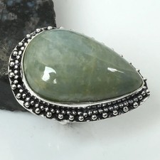 Aquamarine Gemstone Ethnic Handmade Ring Jewelry For Unisex US Size-7 AR 17107