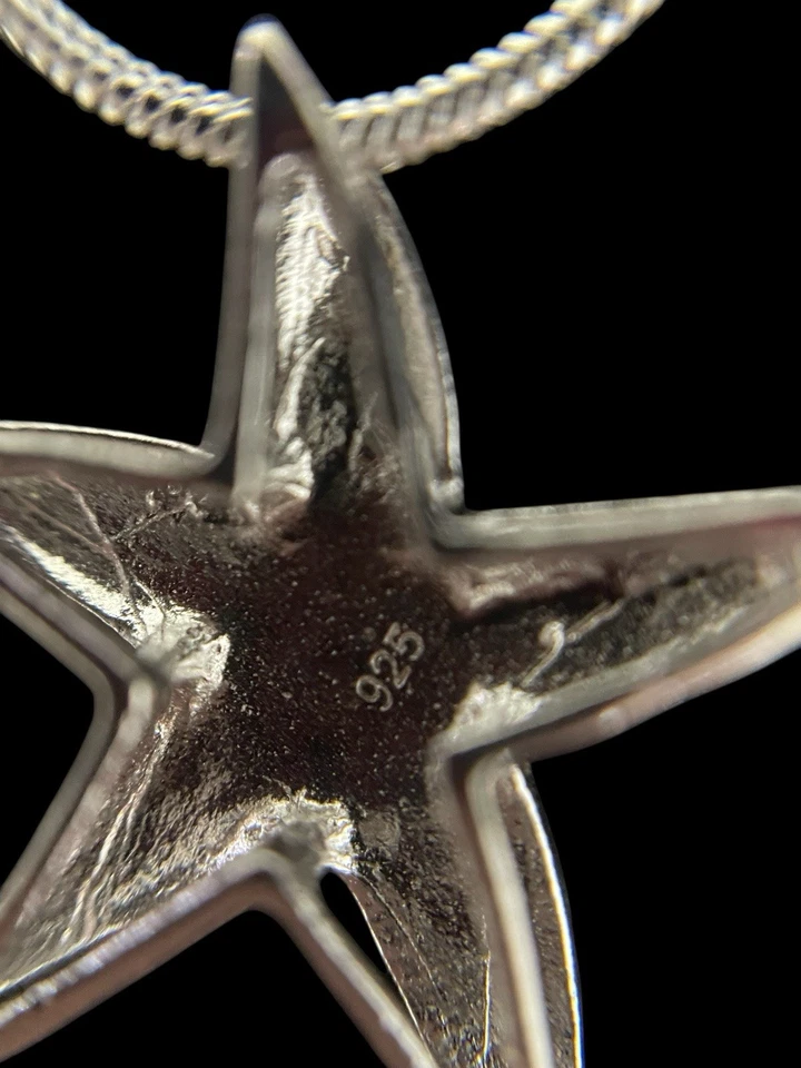 Platinum Over 925 Silver Blue Fire Opal Inlay Starfish Necklace - 18 In. - Image 3 of 4