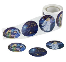 Christmas Nativity Scene 1.5 inch Round Self-Adhesive Stickers 100 Rejoice