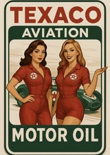 Retro Style Texaco Aviation Oil Gasoline Service 12 Inches Sign Quality Sign