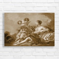 Romantic Baroque Cherubs Sepia Canvas Print Large Picture Wall Art
