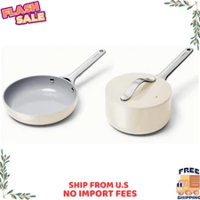 Caraway Home Nonstick Ceramic Mini Fry & Mini Sauce Pan Duo- Cream