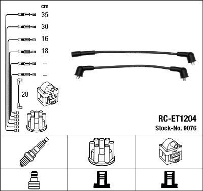 NGK 9076 Zündkabelsatz Zündleitungssatz für TOYOTA TERCEL (L1, L2)