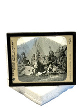Native American Glass Negative Slide "Indian Warriors in Council";  1900s; #A6