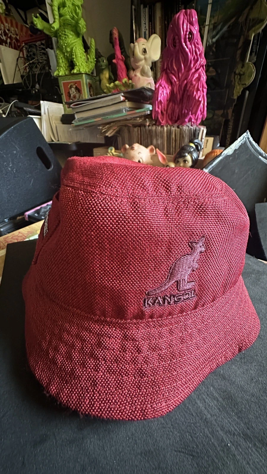 Kangol Unisex K1826ST Washed Bucket Hat Khaki RED Size M