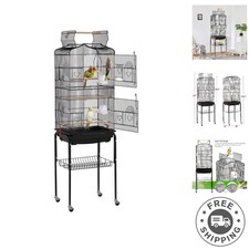 Spacious 64-Inch Rolling Bird Cage with Easy Access for Small to Medium Birds