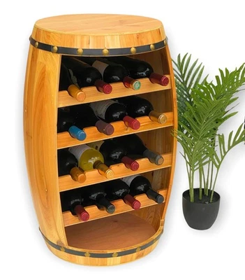 Weinregal Holz Weinfass Fass 70 cm 371 Flaschenregal Regal Naturlack Bar Stehend - Bild 1 von 4