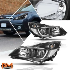 For 10-14 Outback/Legacy Projector Headlight/Lamps Black Housing Clear Corner