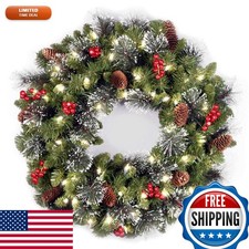National Tree Company 24in Pre-Lit Crestwood Spruce Christmas Wreath