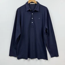 Criquet Player Polo Mens XL Navy Long Sleeve Pima Cotton Classic $98
