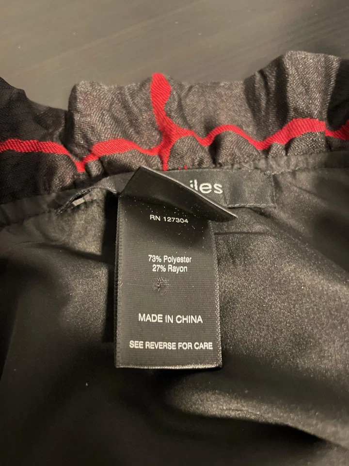 Chaqueta Ali Miles Mujer XL Roja Negra Arrugada Ventana Abotonada Ligera Foto 4 de 4