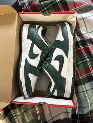 Nike Dunk Low Green White Leather Lace Up Rubber Outsole Men's Athletic Shoes