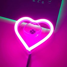 Car Interior Atmosphere Lights, Love Heart Shape Neon LED Heart Shape - Pink