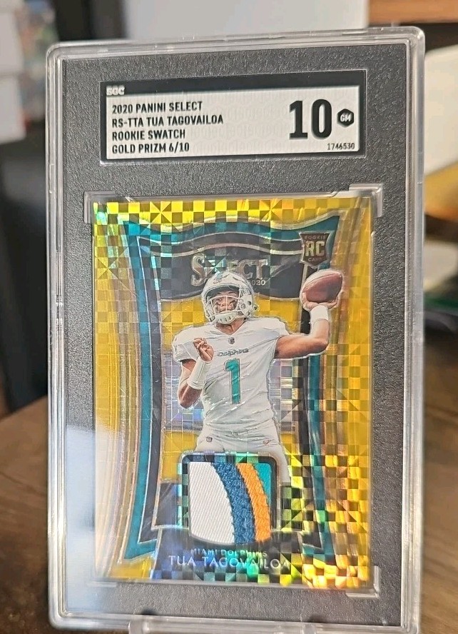 Tua Tagovailoa Panini Select Rookie Swatches Prizm #RSTTA Gold