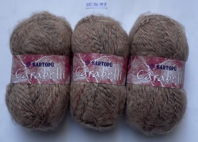 KARTOPU CARABELLI HAND KNITTING YARN 84% ACRYLIC 100 GRAM BALLS BROWN LOT 24 # 3