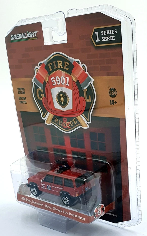 Greenlight 1/64 Scale 67010-D - 1990 Jeep Cherokee - Reno Nevada Fire Department - Image 3 of 4