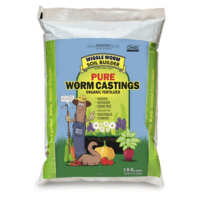 Wiggle Worm Pure Organic Worm Castings All-Natural Fertilizer (12 lbs) bag
