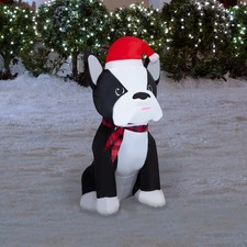 3.5ft Christmas Boston Terrier LED Airblown Inflatable Outdoor Yard Decor