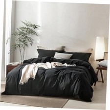 3Pcs Black Duvet Cover Set King Size 104 W King 104"x90" Black no Comforter