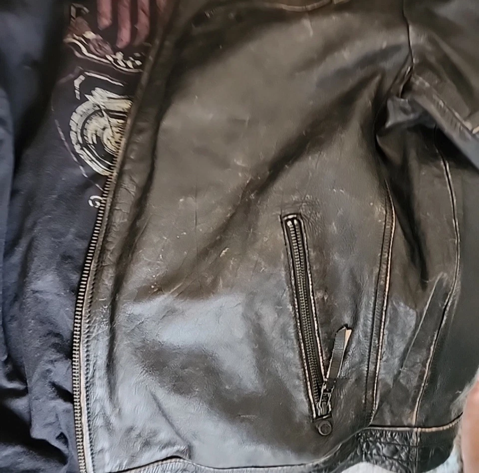 Edição limitada. Jaqueta de couro Affliction Motorcycle masculina marrom Tamanho: XXL - Imagem 2 de 4