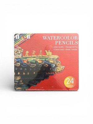 Watercolor Pencils 24 Pack Tin Hexagon Pen Colored Pencils Set