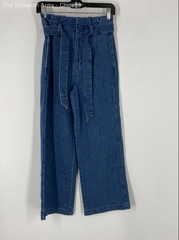 Madewell Womens Blue Cotton Blend Denim Belted Paperbag Jeans Size 25