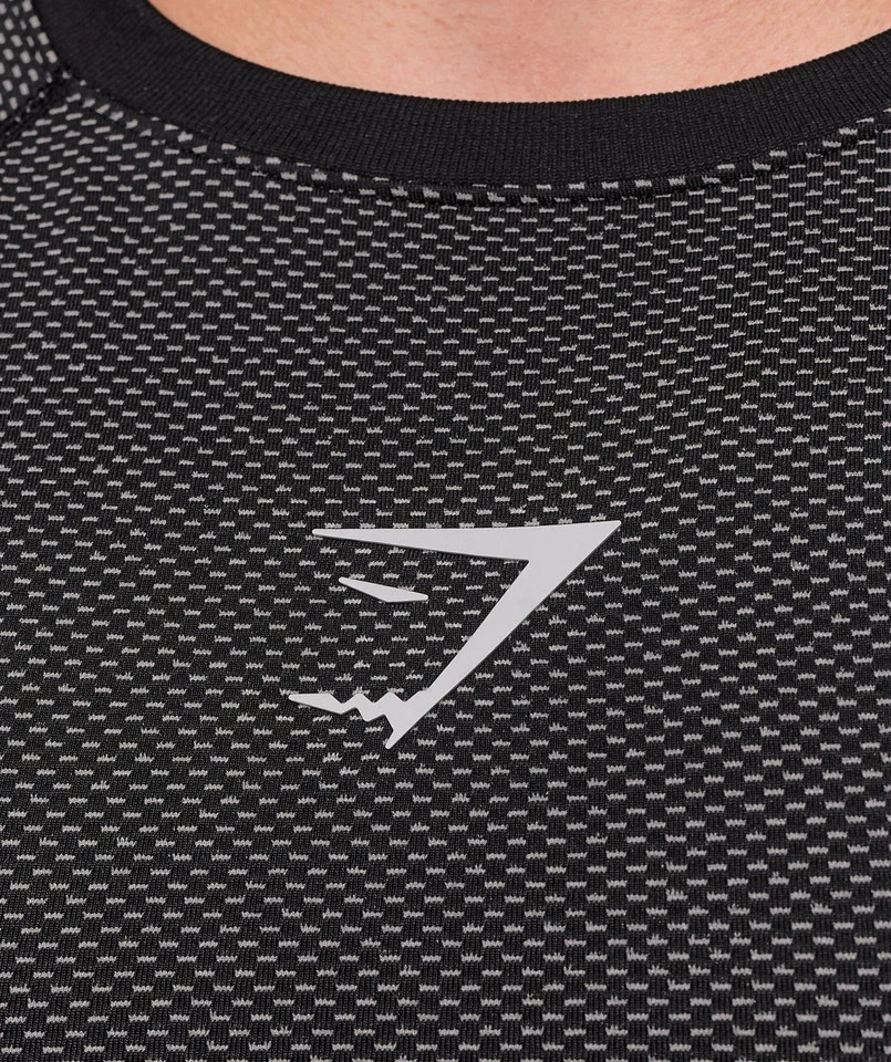 T-shirt Manches Longues Gymshark Onyx 5.0 Seamless - Noir/Gris Clair - Taille L