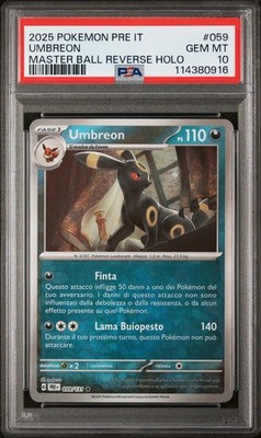 Pokémon Umbreon 059/108 Master Ball Reverse Holo Evolutions PSA 10 ITALIENISCH