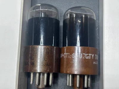 TungSol JAN CTL 6SU7GTY Matched Pair Great NOS Quality Brown Plate Black Glass - Image 1 of 4