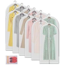 MsKitchen Clear Garment Bags Hanging Clothes Bags (Set of 12) for Closet Storage