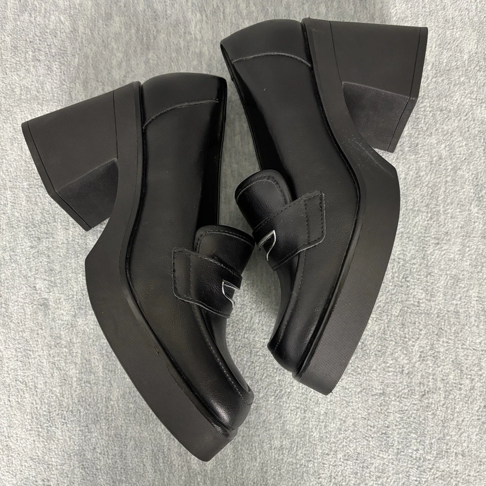 Call It Spring Black Chunky Lug Loafers Shoes Slip On Size 8 Platform Y2K Goth - Image 2 of 4