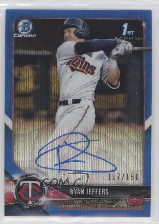 2018 Bowman Draft Chrome Pick Blue Wave Refractor 117/150 Ryan Jeffers Auto 0cx3