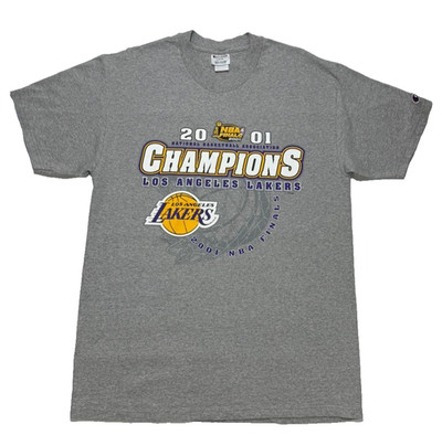 2001 Lakers NBA Finals Championship T-Shirt Herren L grau Grafik Tee