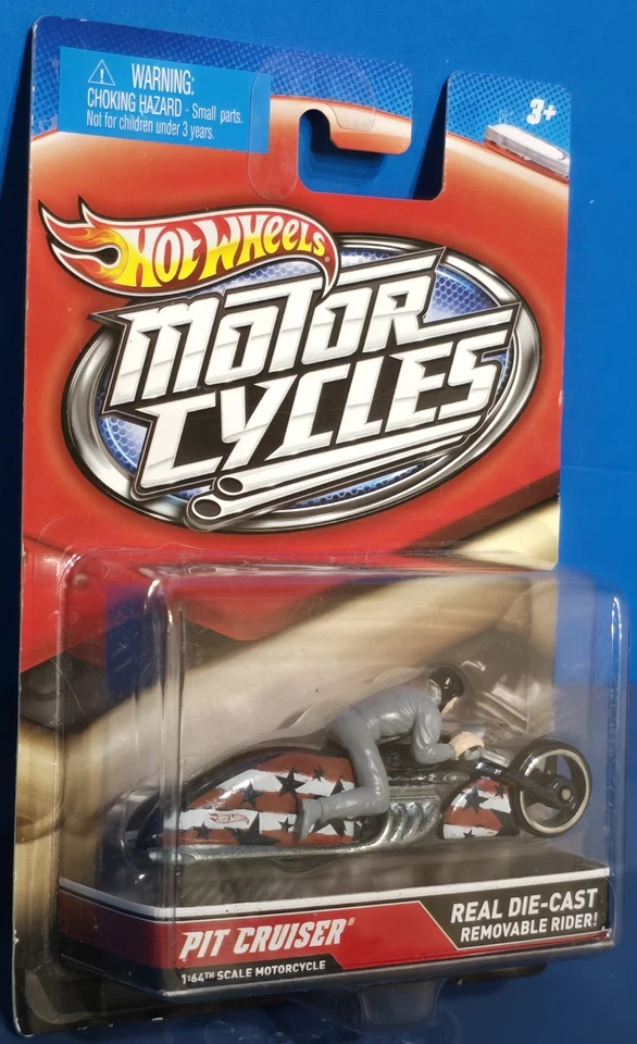 HOT WHEELS Pit Cruiser Motorcycle Motorcycles Series with Gray Rider Minor Wear - Image 4 of 4