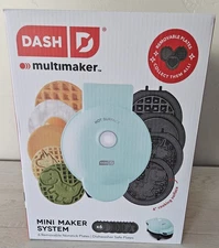 Dash Mini Waffle Maker System 6 Removeable Plates Unicorn Dinosaur Original NIB