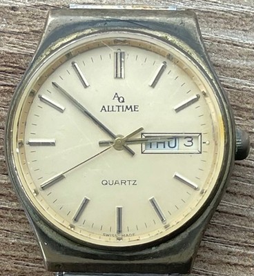 Alltime 32mm Gold Tone Swiss Watch 6 Jewels Men's -Untested For Parts/Repair
