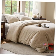 Premium Stone Washed Organic French Linen Duvet Cover, GOTS Full/Queen Classic