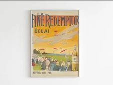 Vintage French Wall Art Printable, Aviation Themed Art, Bar Cart Decor, Retro