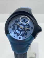 TMX Timex Womens Blue Floral Watch Quartz Works New Battery