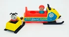 Fisher Price Vintage Little People Mini Snow Mobile 705 with Wood Figures 1970